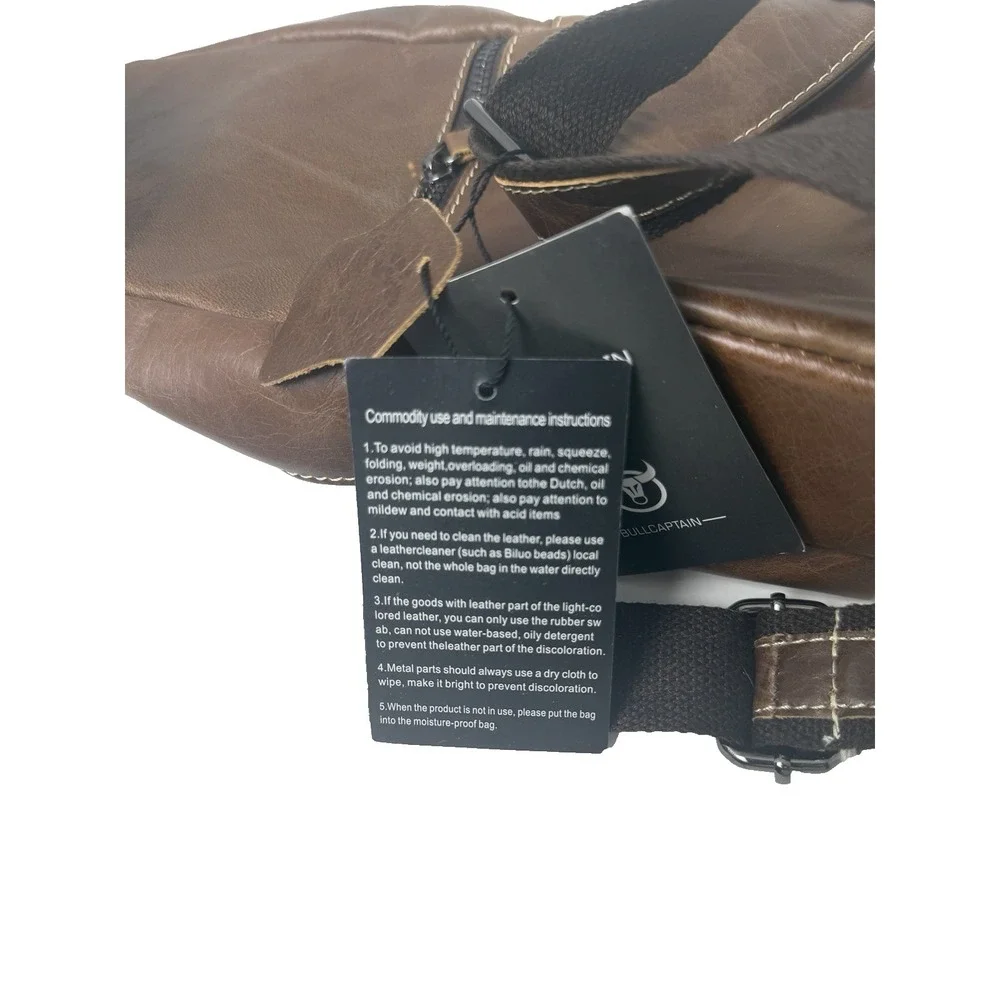 Leather Sling Bag Mens Chest Bag Casual Shoulder Crossbody Bags Travel Hiking...